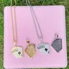 Wholesale Fashion Jewelry Hip Hop Iced Out Metal Designer Spades Heart Poker Card Pendant Charm Necklaces