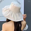 Sombreros de ala ancha, sombrero de protección solar de goma negra, parasol grande plegable de verano para mujer, protección UV para pescador, sol