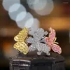 Cluster Rings Aazuo 18K Solid White Gold Natrual Gemstone Real Diamonds Butterfly Ring Gifted For Woman Wedding Day Deluxe Banquet Party