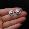 Boucles d'oreilles créoles véritable naturel eau douce perle noire boucle d'oreille pour les femmes 925 en argent Sterling luxe fille cadeau de fiançailles