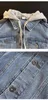 2023 Casaco jeans casual masculino primavera e outono com capuz tendência de rua bonita moda solta jaqueta de pedra falsa com duas ferramentas