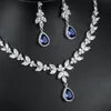 Set di gioielli da sposa WEIMANJINGDIAN Brand Blue Teardrop e Marquise Cut Cubic Zirconia CZ Crystal Collana Orecchini Set da sposa 230808