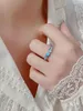 2023 Moda Giappone Corea del Sud Nuovo stile Temperamento Anello gemma S925 Argento blu tesoro australiano Versatile Anello semplice femminile