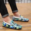 Dress Shoes British Style Fashion Butterfly Printed Leather Loafers Men Breathable Skull Casual Shoes Men Flats Slip-on Driving Shoes Men J230808