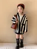 Pullover Hooded Sweater Girls Coat Lovely 2023 Spring Autumn Korean Version Striped Casual Allmatch Kids Tops for 230809