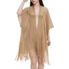 スカーフカフフィリグリータッセルケープ女性のソリッドカラー夏の透明な薄いショールネックスカーフラップドレス