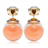 Stud dubbelsidig pärlkvinnor öron transparent glas kubik zirkonia cz för godisfärg kvicksand mode smycken droppleverans öron dhlzg