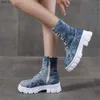 New Autumn Camouflage Mid Calf Boots Sneakers estive da donna in tela Fashion High Tube traspirante con suola spessa Stivaletti locomotiva L230704