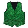 Herenvesten Heren Luxe Bronzing Vest Voor Heren Zakelijk Groen Zwart Paisley Gilet Mode Stropdas Pochet Manchetknopen Rood