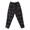 Women's Pants Winter Art Style Women Loose Casual Elastic Waist Harem Thickened Warmth Plaid Cotton Ankle-length A991