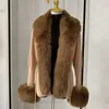 Women's Fur Faux Women faux fur knitted cardigan with whole collar Autumn winter luxury fashion sexy artificial 230808