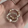 Anelli a grappolo in imitazione catena di perle di perle per donna acciaio inossidabile colore argento anello geometrico coppia gioielli da sposa regalo