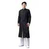 Chinese Ethnic Clothing black and white robe traditional male cheongsam Cotton gown stand collar men's vintage tang suit oriental costume