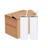 USA/CA warehouse 20oz white sublimation tumbler skinny straight stainless steel sublimation blanks tumbler with straw