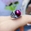 Cluster Rings Meibapj 10 12mm Natural Ruby Gemstone Fashion Ring для мужчин Реал 925 Серебряное серебро.