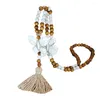 Kedjor Kvinnor Tassel Träpärlor Halsband Pendant Bohemian Chain Jewelry Accessory Halsband för en bit rostfritt stål