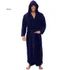 Mäns sömnkläder Autumn Winter Tjock Long-Slved Bathrobe Bekväm huva Robe Nightlown Bath Gown Slpwear Nightwear Coats