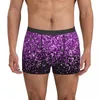 Underbyxor sexig boxare lila glitter shorts trosor trosor män underkläder andas för man