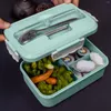 Servis uppsättningar betygsgränsisolerat bento box bestick set bärbar lunch återanvändbar silikon stor