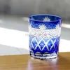 Blue Whisky Water Vodka Glasses Japan Edo Kiriko Glass Hand Cut to Clear Crystal Wine Glass Cup Drinkware 10oz/300 Ml HKD230809
