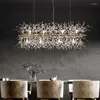 Pendellampor modern lyxkristallledd ljuskrona belysning nordisk guld silver maskros vardagsrum restaurang dekoration ljus
