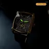 腕時計ツールビヨンスケルトンメカニカルウォッチムーンフェーズラミナスハンズオートマチックウォッチ豪華な本革ストラップ
