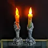 Inne imprezy imprezowe zaopatrzenia Halloween LED LED Horror Skull Holding Candle Lampa Happy Holloween Dekoracja dla domu Ozdoby Hounted House 230808