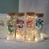 Flores decorativas de casamento LED galáxia encantada babysbreath flor eterna com luz em garrafa de vidro seca presente de dia dos namorados