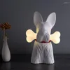 Lampade da tavolo Camera dei bambini moderna Lampada da scrivania per cani in bianco e nero per camera da letto Comodino Decorazione per bambini Luce notturna per animali nordici