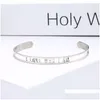 Cuff 6Mm Stainless Steel Inspirational Bangle I Love Who Am Hollow Letter Open Bracelets For Women Personalized Jewelry Drop Delivery Dhbig