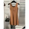 Vestidos casuais básicos Malha Vestido de grife para mulher Camiseta longa preta Menina Roupas femininas Verão Senhora Bodycon Sem mangas Algodão Kni Dhfy9