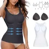 Damen-Shaper, Damen-Shapewear-Tanktops, nahtlos, gerippt, quadratischer Ausschnitt, Kompressions-Körperformer-Oberteil, Neopren-Workout