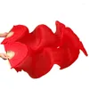 Stage Wear Natural Silk Veil Belly Dance Fans 1 Pair Handmade Dyed Dancing 180x90cm Props Pure Red Color 5 Sizes