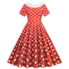 Urban Sexy Dresses Pink Polka Dot Vintage Summer Dresses Women Robe Peter Pan Collar Short Sleeve Rockabilly Dress Swing Printed Vestidos Bow 230809