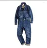 Jeans pour hommes Européens et américains Denim Jumpsuit Women's Retro Work Thin Hip-hop Casual Blue Pants