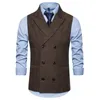 Coletes Masculinos Colete Masculino Fato Duplo Seios Coletes Masculino Terno Sem Mangas Colete Colete Vintage Formal Blazers Colete para Casamento chaleco 230808