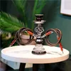 2 mangueras Hookah Pipa Portable Travel Shisha Pipe Nargile con sabor a cerámica Tazón Pinzas de carbón Chicha Narguile Accesorios HKD230809