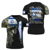 T-shirts pour hommes Drapeau d'Israël Graphiques militaires Impression 3D Été Tough Guy Style Sports décontractés Lâche Col rond T-shirts à manches courtes Tops