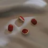 AFSHOR gioielli alla moda 925 argento ago semplice vino rosso geometria orecchini temperamento elegante per le donne ragazza popolare accessori per le orecchie