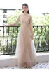 Ethnische Kleidung Yourqipao Champagner Brautjungfer Kleid 2023 Langarm Hochzeit Party Weibliche Gast Vestidos Chinesische Stickerei Retro Kleider