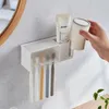 Toothbrush Holders Bathroom Shelves Wall Mount Toothpaste Holder Suction Cup Storage Rack Toiletries Organizer Accessories 230809