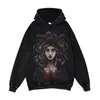 Men's Hoodies Hoodie Anime Pain Printed Men Retro Washed Cotton Tops Harajuku Streetwear Hip Hop Male