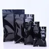 11 Storlek svart aluminiumfolie påse platt botten metall mylar svart zip väska matförpackning väska lx1042