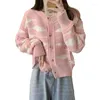 Pulls pour femmes 2023 mode coréenne femmes mignon tricoté au Crochet hauts épais Cardigans Y2k Harajuku automne hiver Vintage pull manteau