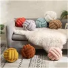 Cushion/Decorative Pillow Knotted Ball Throw Tra Soft Companionship Decorative Hand-Woven Lamb Veet Sofa Cushion For Bathroom Drop Del Dhk7F