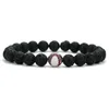 Perlé Nouveau Baseball Charme 8Mm Lava Rock Perles Chaînes Pour Femmes Hommes Turquoise Pierre Naturelle Sports Élasticité Bracelet Mode Diy Jewelr Dhwht