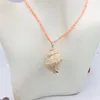 Choker Fashion Trendy Jewelry Alloy Chain Bohemian Natural Pink Coral Sea Snail Shell Dangle Halsband Design för Women Charm Party Gift