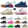 Nya Paris Triple S Designer Shoes Black Ivory Purple Beige Clear Sole Neon Green Glitter Brown Balenscaigas Shoes Men Women Casual Flat Sneakers Trainers