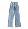 Streetwear Blue Jeans Woman Fashion Denim Vintage Clothes Women's Pants Straight Leg Jeans Woman High midjan