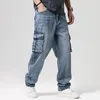 Jeans da uomo Taglie forti Pantaloni hip-hop Pantaloni cargo multitasche retrò vintage Skateboard da lavoro Uomo 40 42 44 46